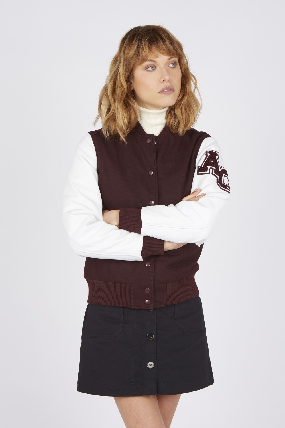 Teddy Varsity Burgundy-White Slim Femme | American College USA