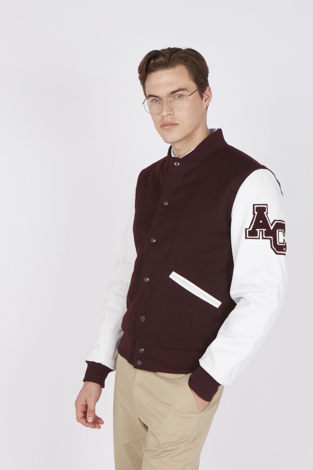 Teddy Varsity Burgundy-White Homme | American College USA