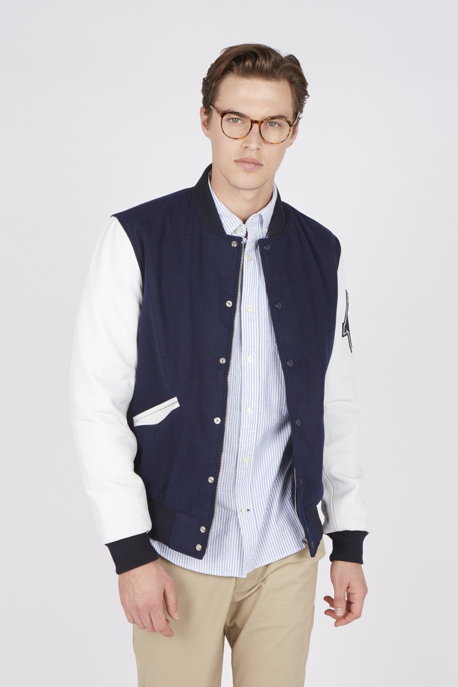 Teddy Varsity Marine-White Homme | American College USA