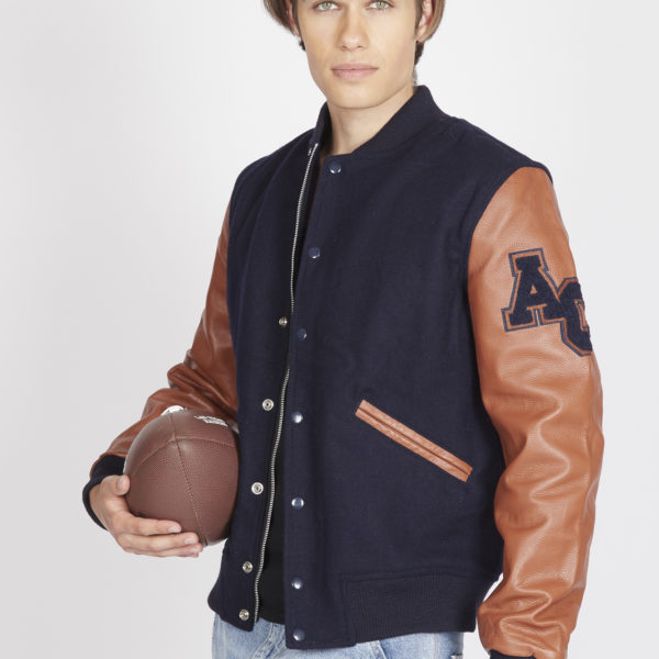 College blouson wool varsity leather jacket
